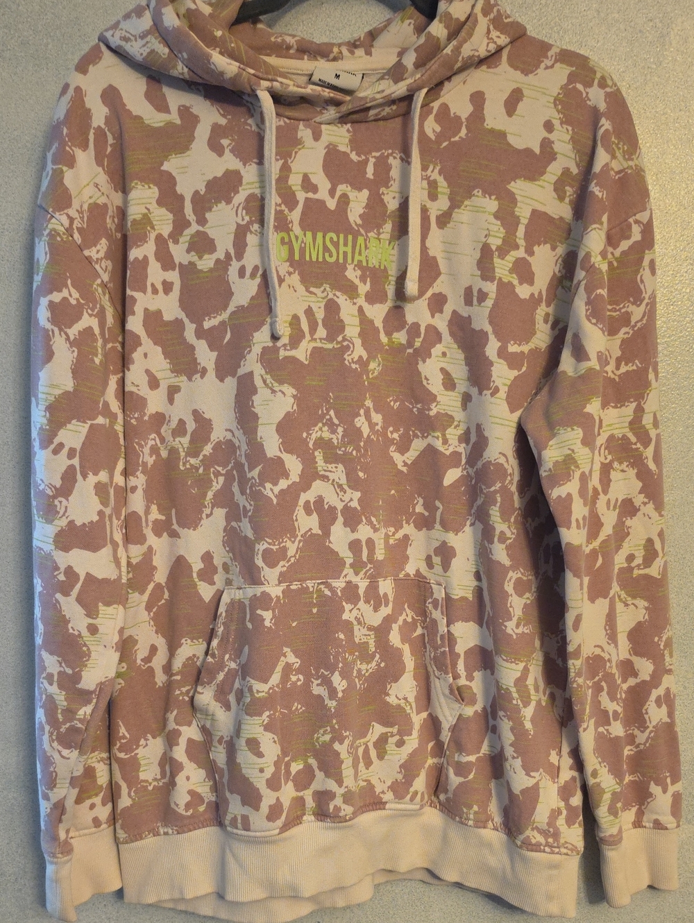 Gymshark Pink Camo Crewneck Hoodie with Neon Logo